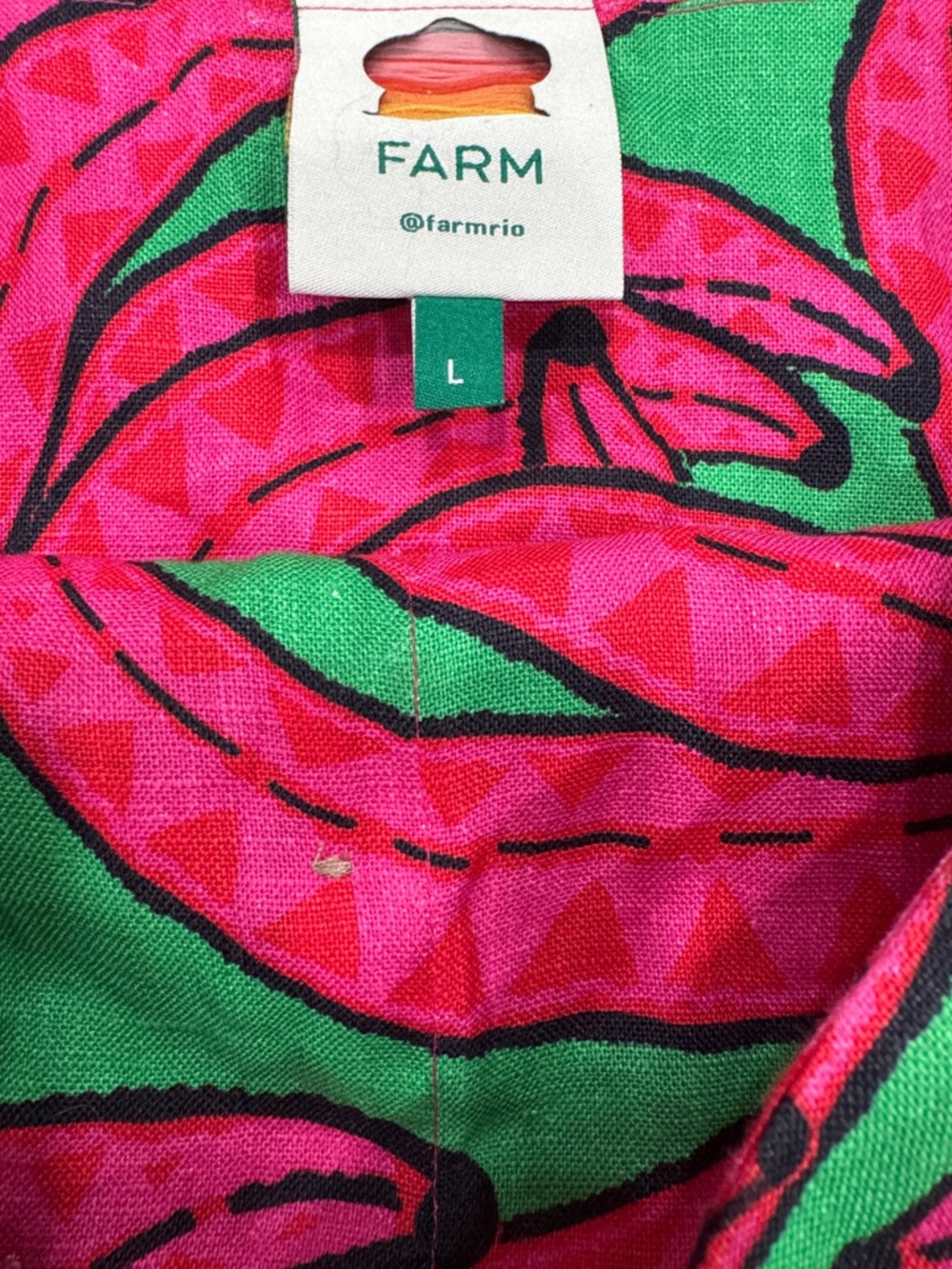 Farm Rio Linen Green & Pink Floral Print Square-Neck Dress - Picture 4 of 6